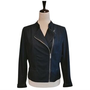 Liz Claiborne Dark Blue Moto Jean Jacket Size MP